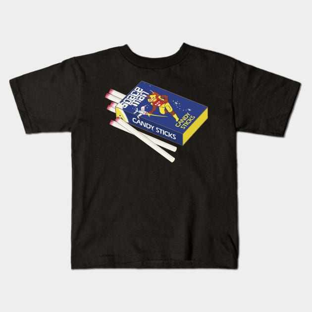 Spaceman Candy Sticks Digital Illustration Kids T-Shirt by 4amStudio